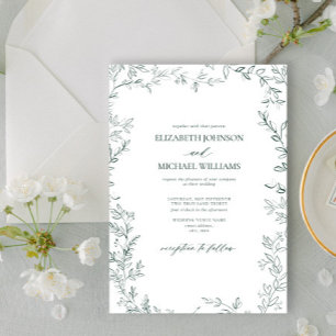 Invitation Élégant Mariage vert émeraude minimaliste moderne