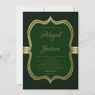 Invitation Élégant Mariage vert et or de la forêt