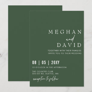 Invitation Élégant Mariage vert simple écrit main
