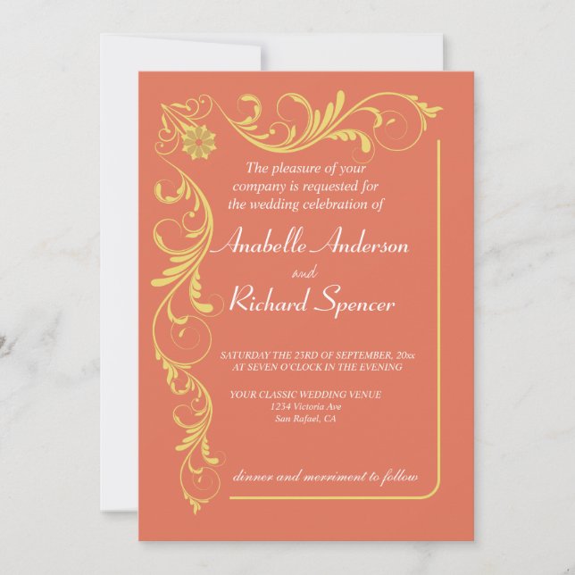 Invitation Élégant Mariage victorien (Devant)