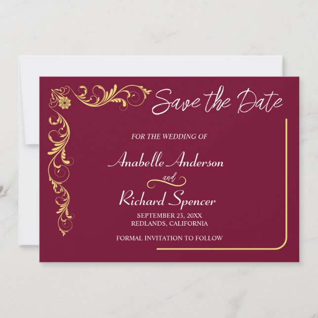 Invitation Élégant Mariage Victorien Enregistrer La Date (Devant)