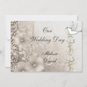 Invitation Elégant mariage vintage Sepia White Dove
