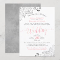 Élégant Mariage virtuel rose et gris Livestream