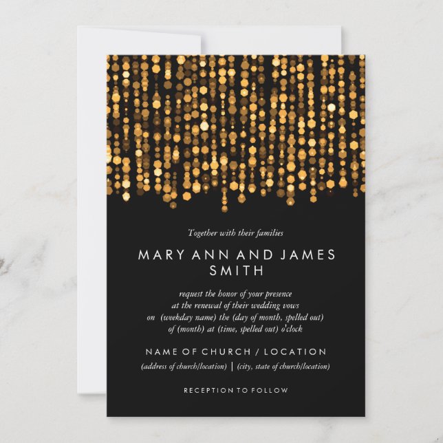 Invitation Elégant Mariage Vow Renouvellement Moderne Lumière (Devant)
