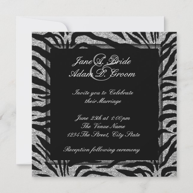 Invitation Elégant Mariage Zebra (Devant)