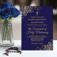 Elégant Marine Bleu & Or Mariage catholique modern
