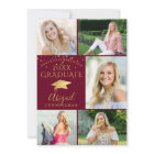 Élégant Maroon Bourgogne Gold 5 Photo Gradué