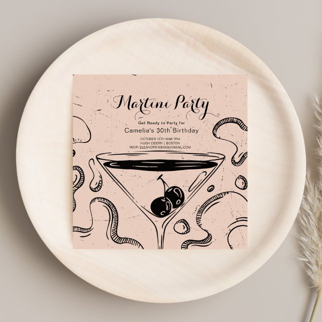 Invitation Élégant Martini Boissons Adulte Anniversaire Fête  (Créateur téléchargé)