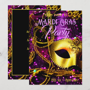 Invitation Elégant Masque Or