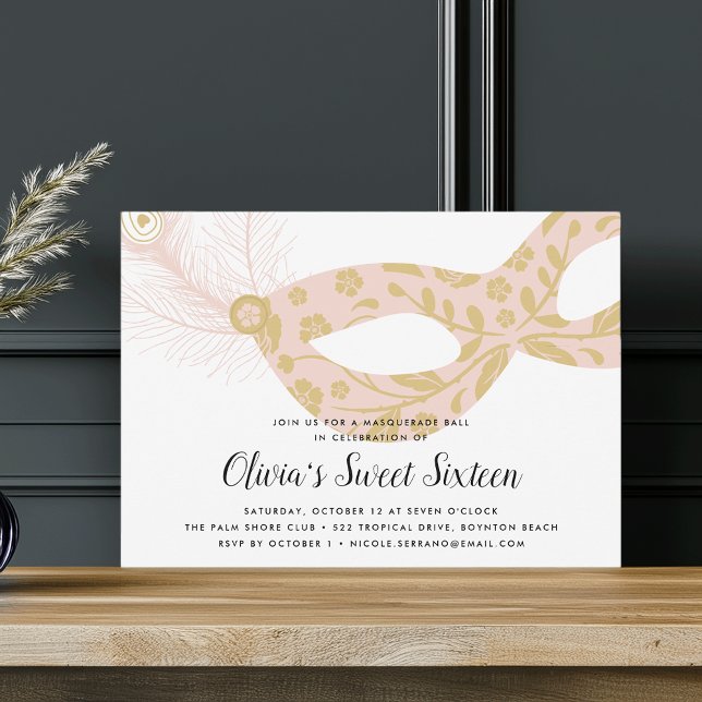 Invitation Elégant Masquerade Thème Sweet sixteen (Créateur téléchargé)