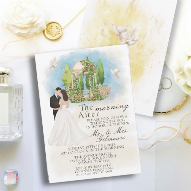Invitation Élégant matin après Gazebo Bride&Groom colombes (Créateur téléchargé)
