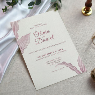 Invitation Élégant Mauve Leaf Mariage minimal
