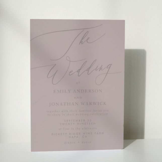 Invitation Élégant Mauve Taupe Calligraphie Le Mariage (Créateur téléchargé)