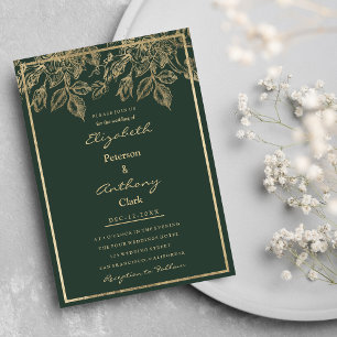 Invitation Elégant mauve vert or luxueux Mariage floral de lu
