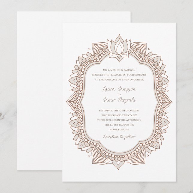 Invitation Elegant Mehndi Wedding Invite (Devant / Derrière)