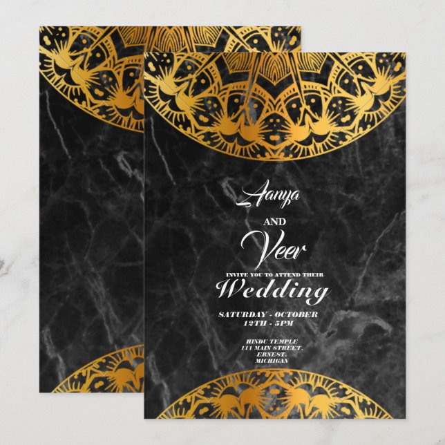 Invitation Elegant Mehndi Wedding Invite (Devant / Derrière)