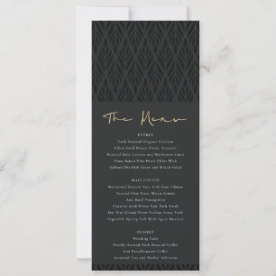 INVITATION ÉLÉGANT MENU MARIAGE ART DÉCO NOIR OR NOIR