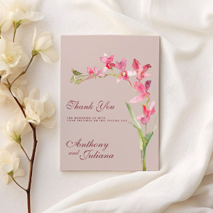 Invitation Élégant Merci de fleurs d'orchidées de menthe rose