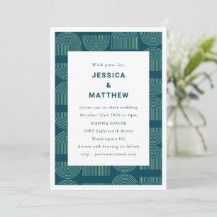 Invitation Élégant Mid-Century Moderne Turquoise Mariage uniq