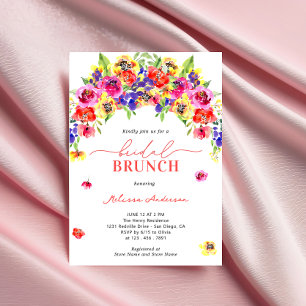 Invitation Élégant Mignonne Bright Colorful Floral Bridal Bru