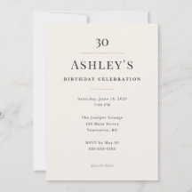 Elegant Minimal 30th Birthday Celebration