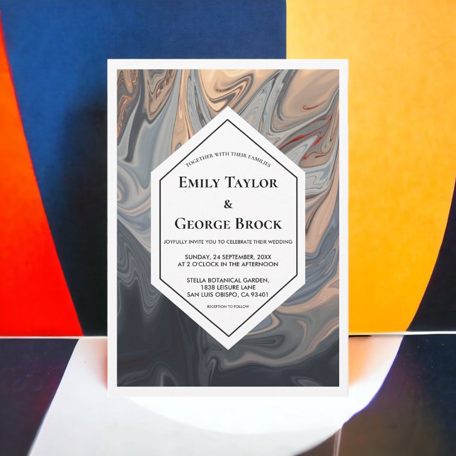 Invitation Élégant minimal en terre cuite noire Abstrait Mari (Créateur téléchargé)