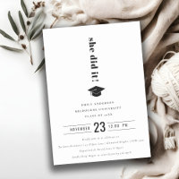 Élégant minimal Gras Typographie Graduation Cap