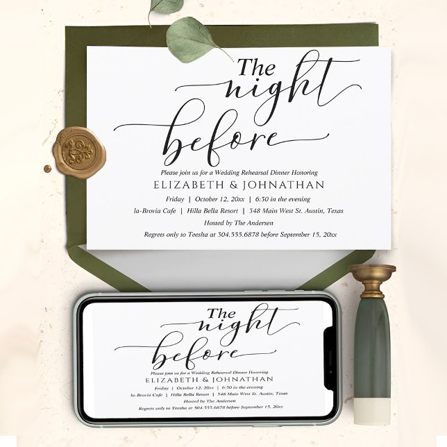 Invitation Élégant Minimal La Nuit Avant Le Dîner De Répétiti (Créateur téléchargé)