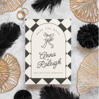 Invitation Élégant minimal noir et blanc Enregistrer la date