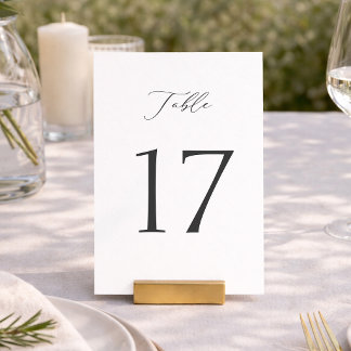 Invitation Elegant Minimal Table Numbers 1–19