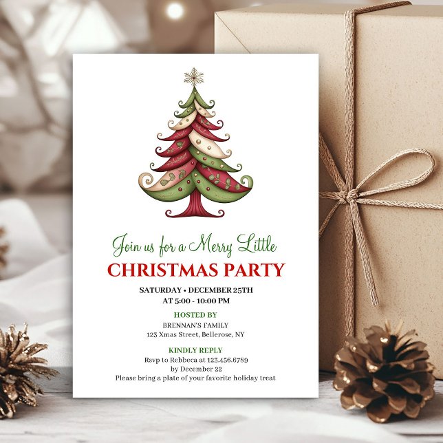 Invitation Elegant minimalist Christmas tree festive invite (Elegant minimalist Christmas tree festive invite)