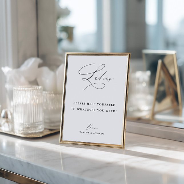 Invitation Elegant Minimalist Ladies Bathroom Basket Sign (Elegant Minimalist Ladies Bathroom Basket Sign)