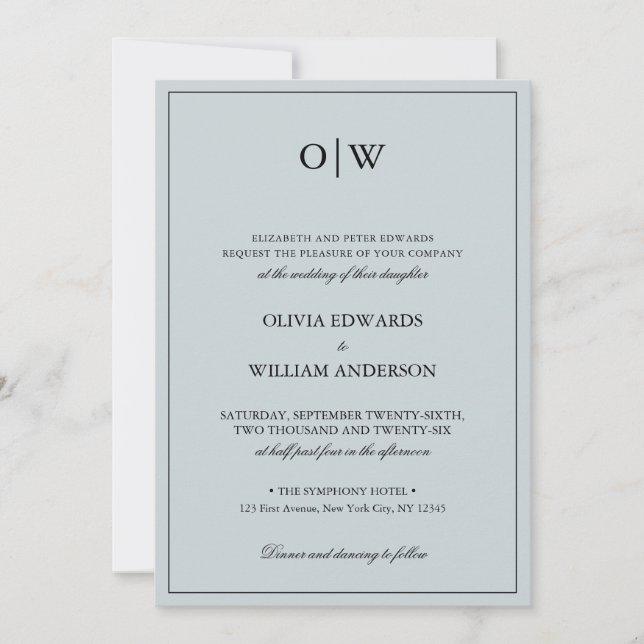 Invitation Elegant Minimalist Monogram Wedding (Devant)