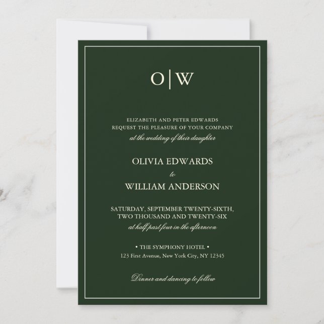 Invitation Elegant Minimalist Monogram Wedding (Devant)