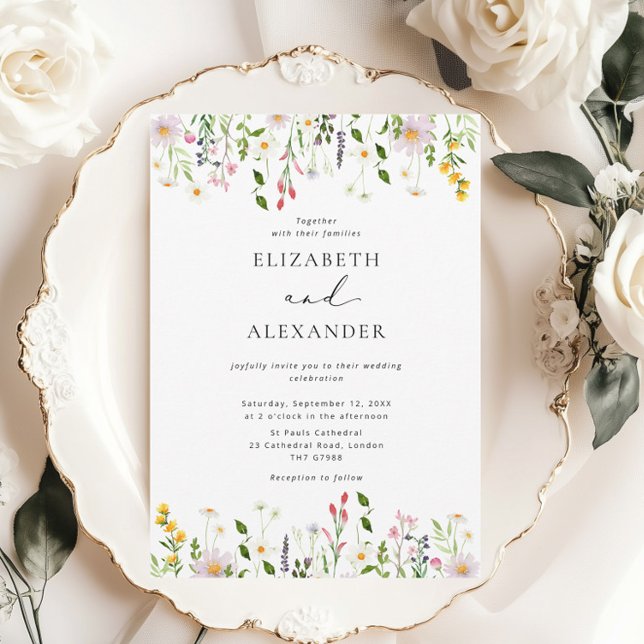 Invitation Elegant Minimalist Wildflower Wedding (Créateur téléchargé)