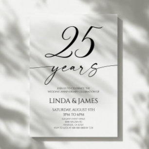 Invitation Élégant Minimaliste 25e Anniversaire de Mariage