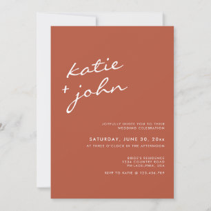 Invitation Élégant minimaliste calligraphie Mariage en terre 