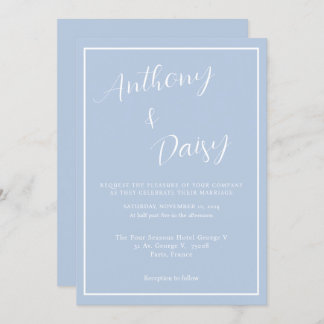 Invitation Elégant minimaliste Dusty Bleu Mariage frontière b