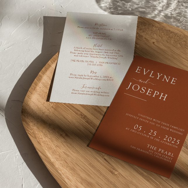Invitation Élégant minimaliste en terre cuite Boho Mariage mo (Créateur téléchargé)