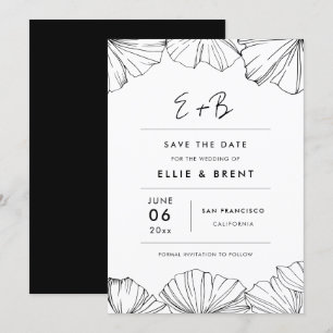 Invitation Elégant minimaliste Ginkgo Biloba Enregistrer la d