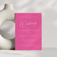 Élégant minimaliste Hot Pink Script Serif Mariage