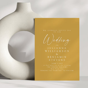 Invitation Élégant minimaliste jaune Dusty Mariage de script