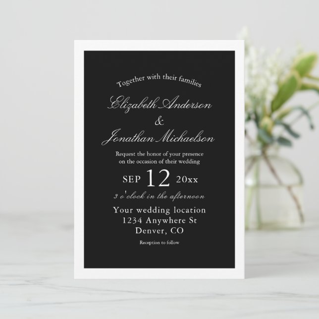 Invitation Élégant minimaliste Mariage (Debout devant)