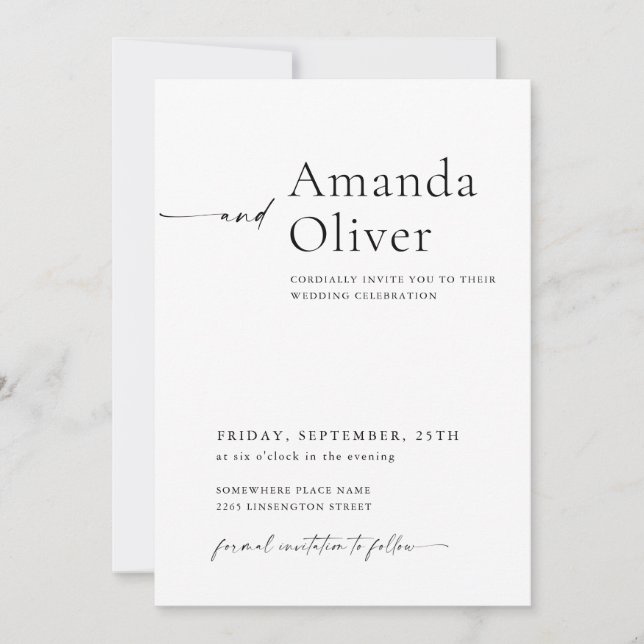 Invitation Élégant minimaliste Mariage de calligraphie (Devant)