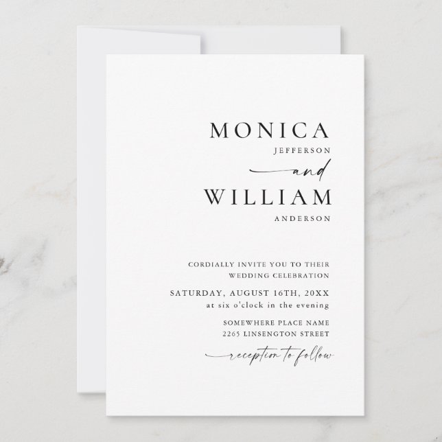 Invitation Élégant minimaliste Mariage de calligraphie (Devant)