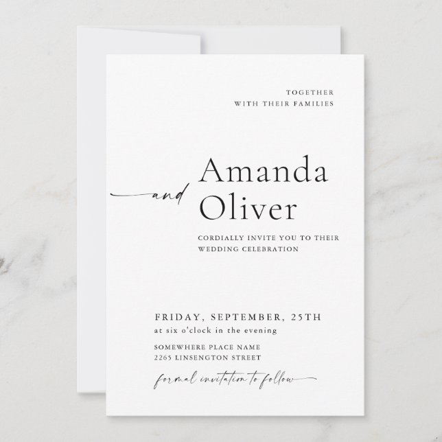 Invitation Élégant minimaliste Mariage de calligraphie (Devant)