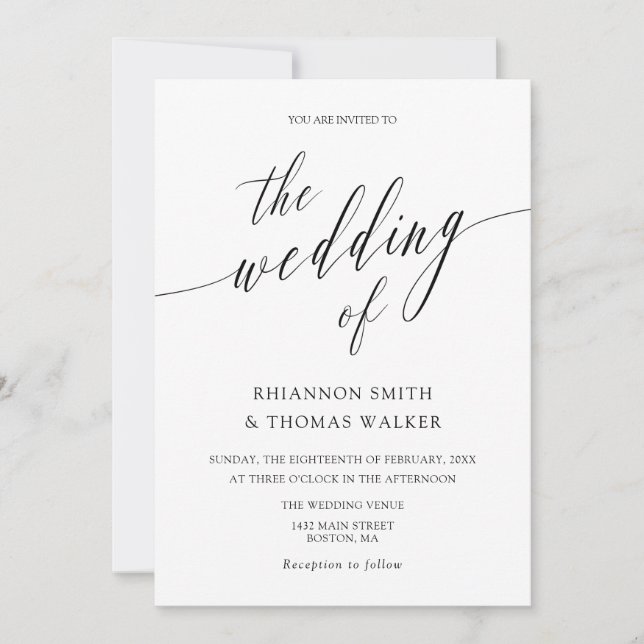 Invitation Élégant minimaliste Mariage de calligraphie (Devant)