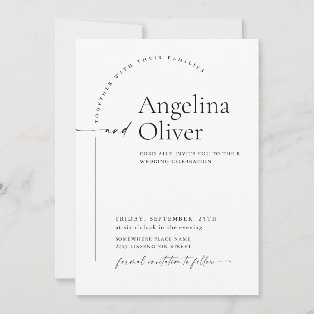 Invitation Élégant minimaliste Mariage de calligraphie (Devant)