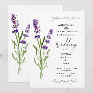 Invitation Élégant minimaliste Mariage de lavande florale