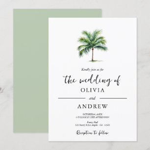 Invitation Élégant minimaliste Mariage Palm Tree